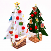 日本3D聖誕樹祝福卡毛氈布貼紙 (可DIY) - 白 (christmastree001WH)