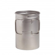 鈦合金超輕量可折疊手柄水杯烹煮鍋 1L 附蓋 - 銀 (T-482)