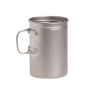 鈦合金超輕量可折疊手柄水杯烹煮鍋 1L 附蓋 - 銀 (T-482)