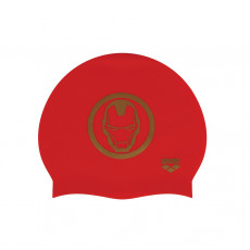 少年韓國製鋼鐵人矽膠泳帽-紅/金 (AEP-ARN-6400EA-IRRG)